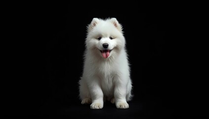 Young Samoyed dog aged nine months during post-molt grooming, highlighting grooming process for coat health, animal grooming routine