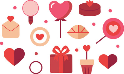 Colorful hearts and sweet treats valentine's day illustration
