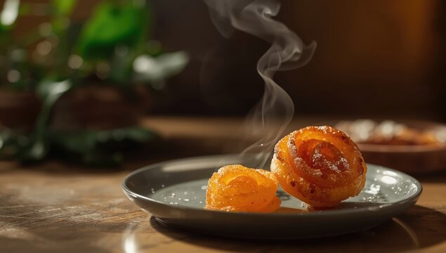 Indian snack plate featuring crispy Kachori and sweet Jalebi, emphasizing street food presentation, festival appeal