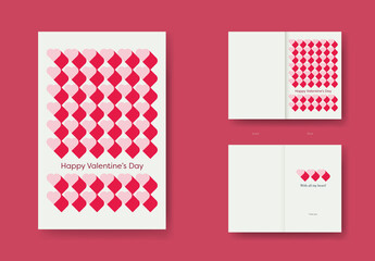 Valentine's Day Card Template with Heart and Shadow Pattern