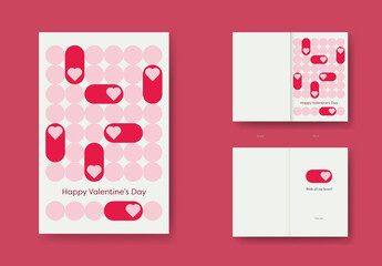 Valentine's Day Card Template with Heart Slider Pattern