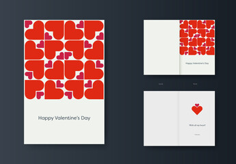 Valentine's Day Geometric Heart Pattern Card Template