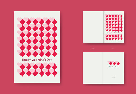 Valentine's Day Card Template with Heart and Shadow Pattern