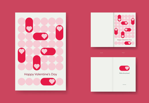 Valentine's Day Card Template with Heart Slider Pattern