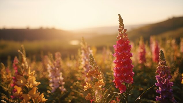 Colorful snapdragons blooming in a garden, ideal for UI backdrop