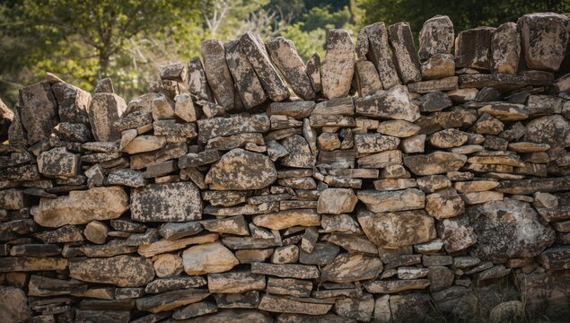 Traditional dry stone walling in the Cevennes mountains of southern France, showcasing regional architectural heritage