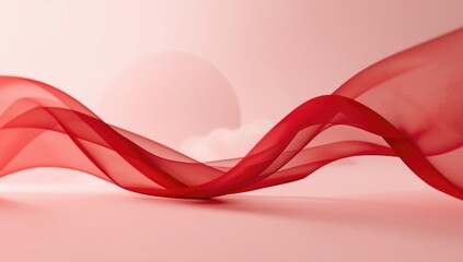 Soft red fabric with delicate folds highlighting smooth texture, ideal for layout backgrounds or textiles, World Textile Day