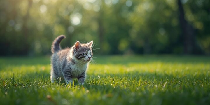 Young cat lying in a grassy area used for UI backdrop or editorial header