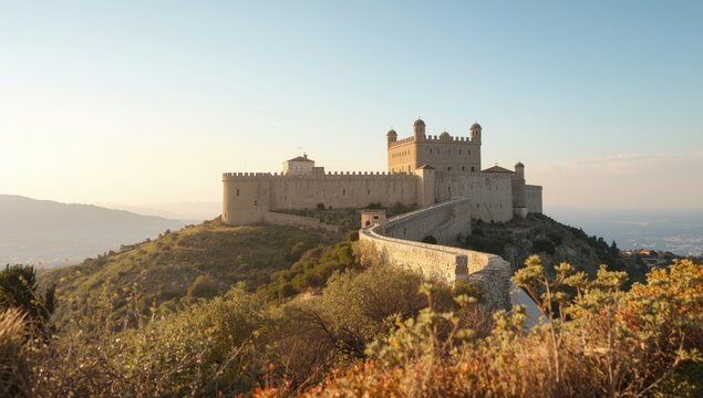 Ancient stone castle structure used in architectural displays and posters, highlighting European heritage