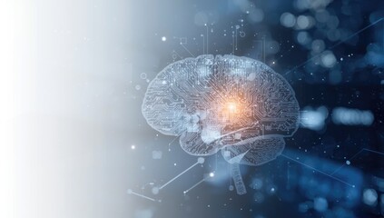 Neural microcircuit overlaid with a computer interface, illustrating cognitive functions and digital integration, World Brain Awareness Day