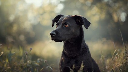 Urban street dog lying on pavement stray animal issues, World Animal Day