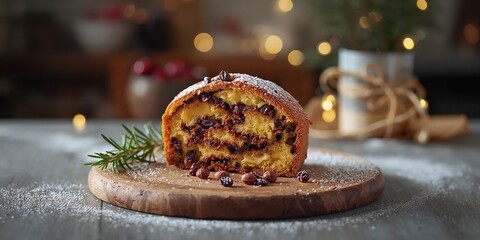 Freshly baked panettone made with natural fermentation, highlighting artisanal bread-making