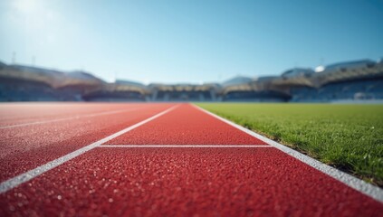 Outdoor athletic track with synthetic surface optimized for performance and maintenance