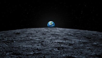 Lunar landscape seen from orbit highlighting crater textures, ideal for celestial UI design