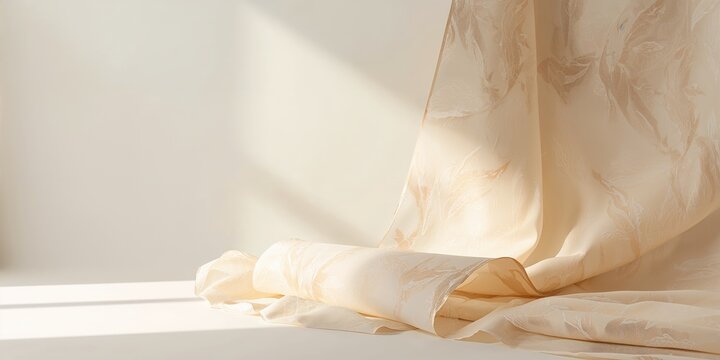 Gary silk material applied as wallpaper, highlighting organic textile surfaces