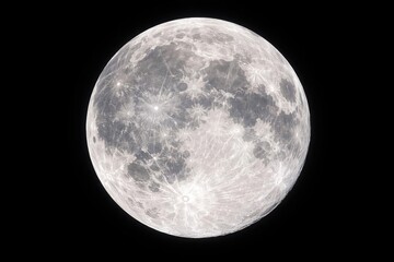 Lunar orb fully illuminated with detailed craters in bright light