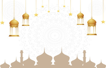 Arabic Islamic Elegant White Luxury Ornament Background  for Text