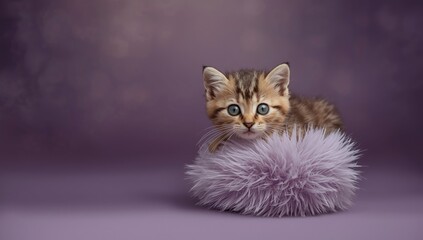 Freshly born kitten resting on plush material, highlighting fragile size and innocence, suitable for animal health themes