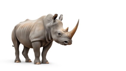 Obraz premium Large rhinoceros standing amidst vegetation, highlighting wildlife preservation