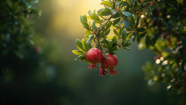 Single pomegranate fruit in a pot filled with soil, highlighting self-pollination benefits, Earth Day