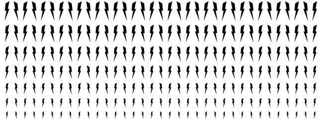 Pattern with repeated thunderbolt signs. Flash symbols. Electric light background. Wallpaper with power, danger, speed or shock comic cartoon effect. Vector graphic illustration