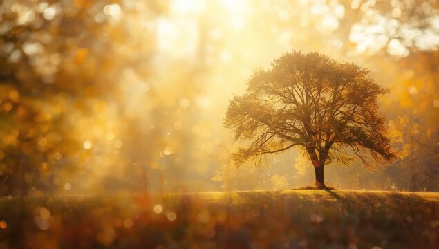 Background featuring autumn hues and blurred bokeh, suitable for editorial headers and visual layouts, seasonal change - Powered by Adobe