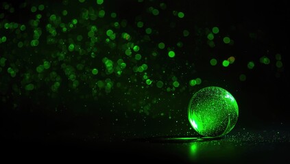 Green sphere with animated flashing circular pattern for digital interface backgrounds