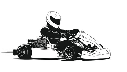 A graphic illustration of a racer driving a go kart at speed © MdSamsuzzaman