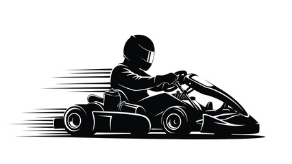 A silhouette of a driver intensely racing in a go kart at speed © MdSamsuzzaman