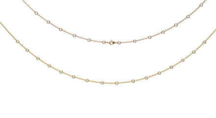 Fototapeta premium Two layered necklaces with small white beads and a gold clasp isolated on transparent background