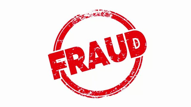 Fraud Round Red Stamp Scam Crime Hoax Lie Deception 3d Animation