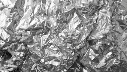 Textile or graphic design backdrop featuring wrinkled aluminum foil surface