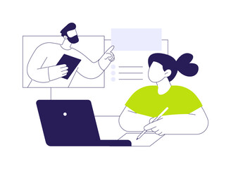 Online classes isolated cartoon vector illustrations.