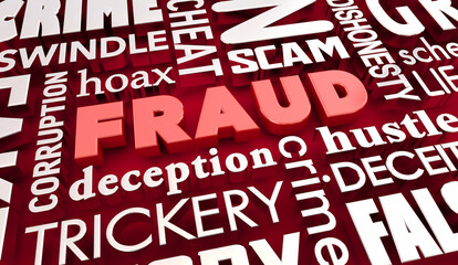 Fraud Words Text Scam Hoax Swindle Lie Deceit 3d Illustration