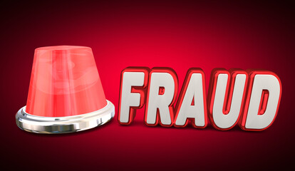 Fraud Alert Flashing Light Warning Danger Scam Hoax 3d Illustration