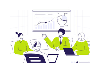 Presentation room abstract concept vector illustration.