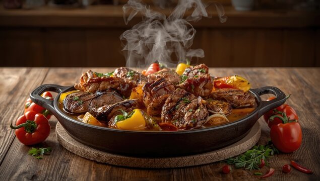 Close-up of Saj preparation highlighting culinary technique, ideal for food layout backgrounds