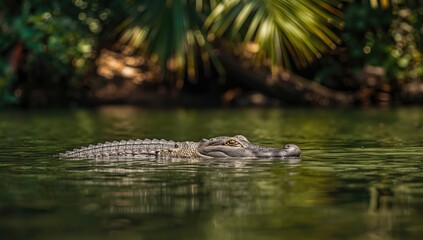 Reptiles enjoying sunlight in an animal park with lush plant life, habitat conservation