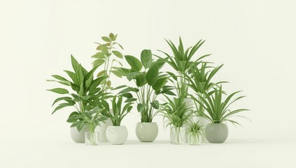 3D rendering of transparent botanical images used in architectural visualization to showcase natural elements