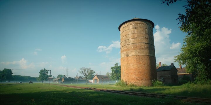 Yilan Station showcasing an old brick water tower, emphasizing heritage conservation