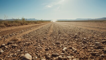 Detailed view of a washboard gravel road in Namibia, highlighting maintenance challenges for rural infrastructure