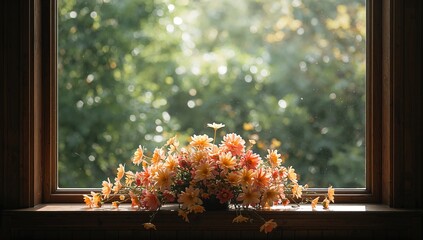 Houseplants placed on a window ledge in natural light with a softly focused backdrop, ideal for home styling or gardening tips
