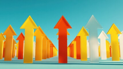 a row of vibrant dynamic arrows leading towards a bright future representing drive determination and a clear path to success perfect for inspiring growth and innovation in your endeavors