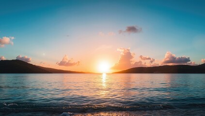 Sunset over Virgin Gorda in BVI, suitable as a background for travel industry materials