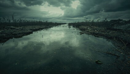 Gasoline spills causing land and water pollution, environmental safety concern