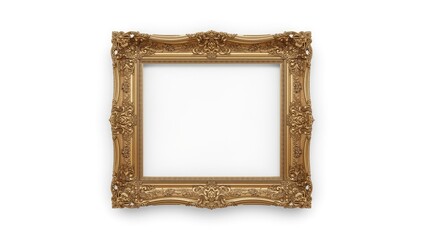 Antique gilded frame, highlighting artisanal engraving for conservation, isolated on white background