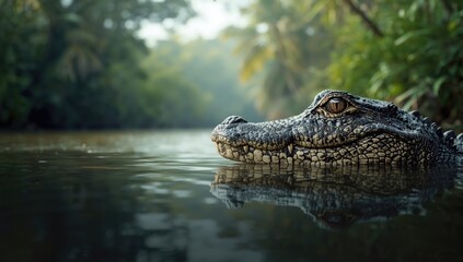 Obraz premium Crocodile eye detail survival instincts, nature study, World Wildlife Day