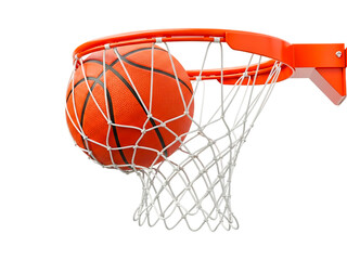 Basketball Going Through Orange Hoop.