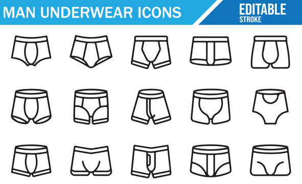 Vector Set of Man Briefs, Boxers, and Trunks Icons