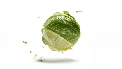 Fototapeta premium Close-up of sliced cabbage showing vibrant textures, ideal for food styling or recipe backgrounds